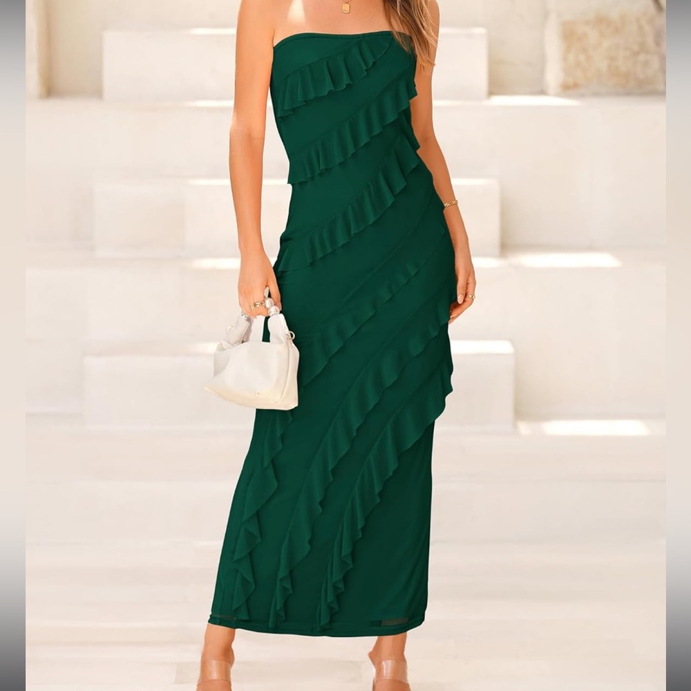 Amazon Strapless Green Dress